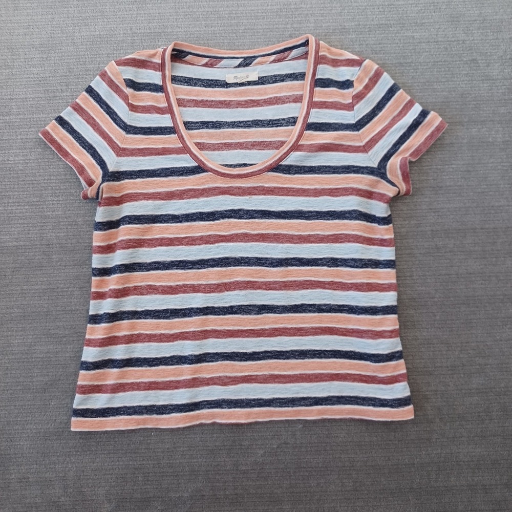 Madewell Alto Scoop Tee Womens Small Multicolor Stripe Short Sleeve Lightweight